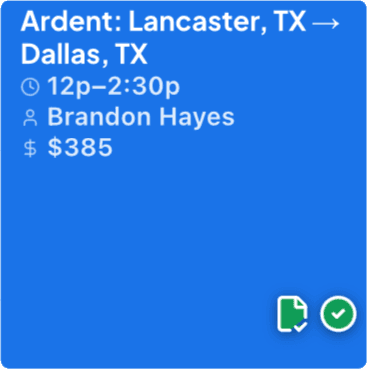Load on the dispatcher's calendar